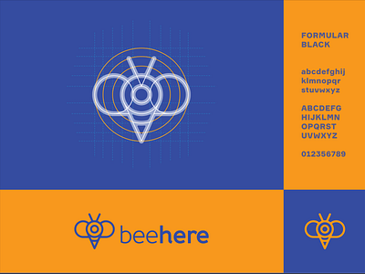 Beehere Logo Design 3whales abstract app bee bee logo deliver delivery app graphicdesign grid system location location app logo logodesign logogrid map mark mascot pin