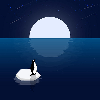 IIlustration for global climate strike - 20. September allefürsklima climatestrike creativity digitalart environment fridayforfuture globalwarming illustrator moon moonlight penguin vektorart water