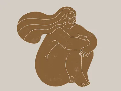 Thinking about you body design girl icon illustration lineal logo mystic nude woman