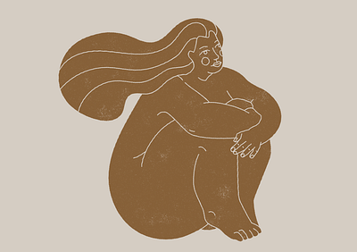 Thinking about you body design girl icon illustration lineal logo mystic nude woman