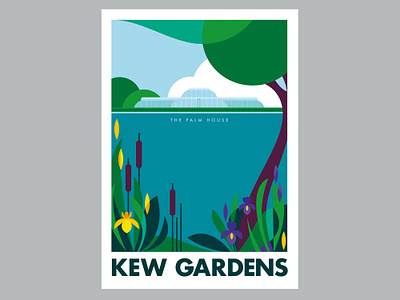 The Palm house botanical gardens design flowers illustration illustrator iris kew gardens landscape nature plants poster poster art poster design travel poster vector vector illustration