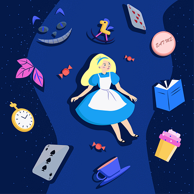 alice flat illustration minimal vector web website