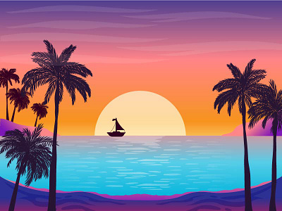 Landscape Beach illustration vector