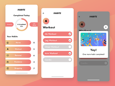 Habit Tracking App Concept appdesign graphicdesign ui uidesign userexperience ux uxdesign