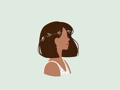 Illustration | Girl with a flower crown 🌸 crown drawthisinyourstyle flat flower flower crown girl illustration julie charrier minimal sketchapp vector woman