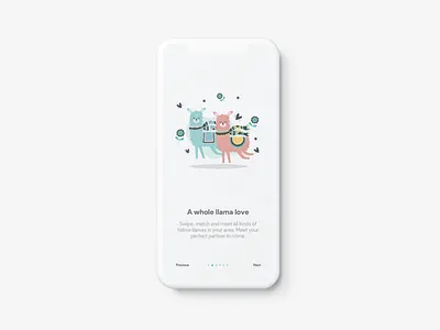 Llama dating app onboarding app design llama ui