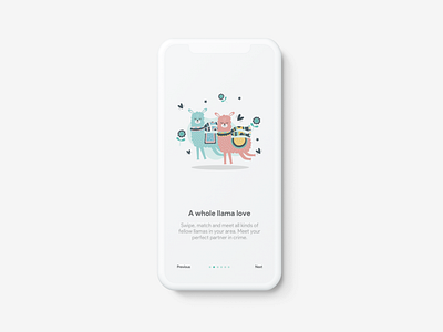 Llama dating app onboarding app design llama ui