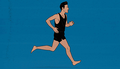 Thin Guy Going for a Jog bony to beastly cardio ectomorph exercise illustration jogger jogging running skinny guy