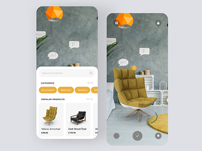 Daily UI #73 | Virtual Augmented Reality augmented augmented reality augmentedreality concept daily ui daily ui 073 daily ui challenge dailyui dailyuichallenge ecommerce furniture app furniture store interface online store redesign ui ux virtual reality virtual tour virtualreality