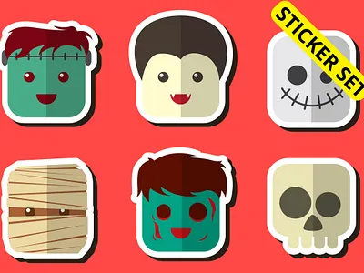 Halloween Sticker Set branding cartoon design flat halloween illustration logo minimal october scary ux vector vector art