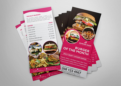 Burger Shop DL Rack Card book book shop branding burger burger shop clean design designer dl dl flyer fashion food free graphic design library rack rack card restuarant shop super market