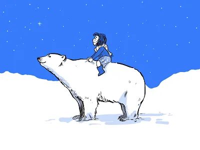 Polar Bear anilmal blue cartoon character design children children book illustration childrens illustration illustration ink and pen ink art line art polar bear
