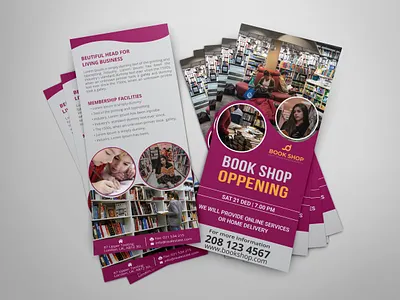 Book Shop DL Rack Card blue book cover book shop books brand clean design designer dl dl flyer free free book free dl free flyer graphic design rack rack card shop shop dl shop flyer