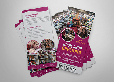 Book Shop DL Rack Card blue book cover book shop books brand clean design designer dl dl flyer free free book free dl free flyer graphic design rack rack card shop shop dl shop flyer