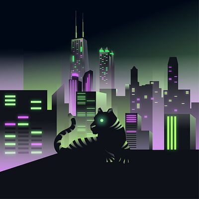 Dusk to Dusk abstract aiga brandidentity branding chicago city creative cyberpunk design futuristic graphicdesign illustration illustrator scifi technology tiger vector