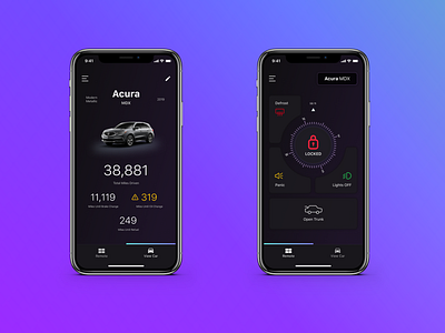 Car Remote app dark ui design ui ux