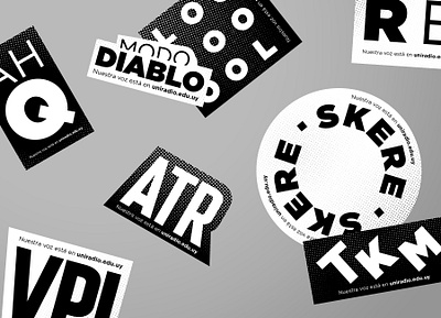 Stickers behance black white design identity design radio radio station stickermule stickers typeface typography university visual design youth