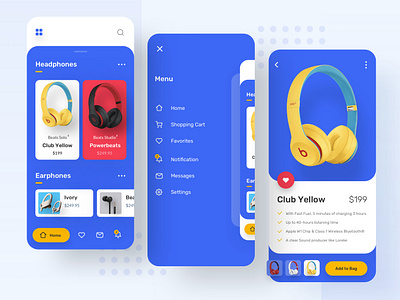 Headphone Store Exploration app application apps ui color design e commerce explore headphone noansa trending ui