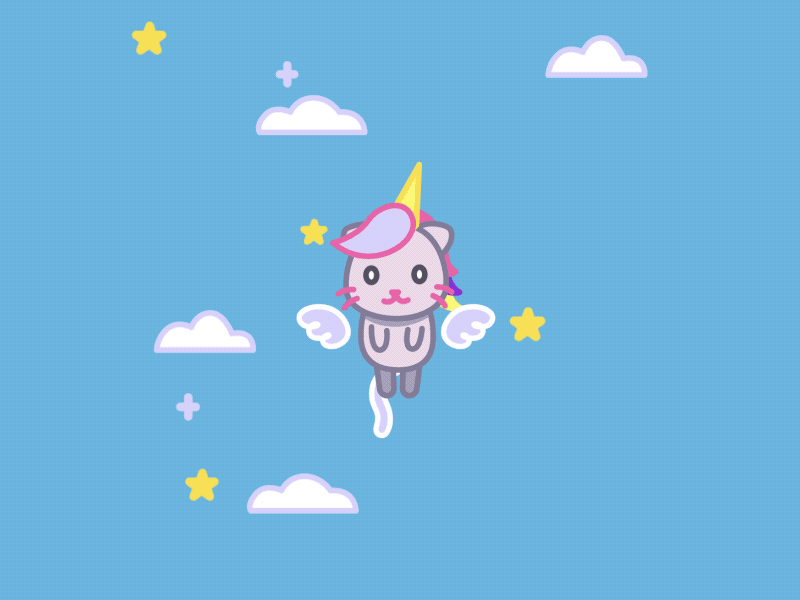 Flying Cat Unicorn animation cat design gif illustration unicorn vector