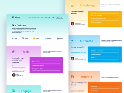 Mixmax Features brand branding design email iconography icons illustration landing page modern modular tech typography website