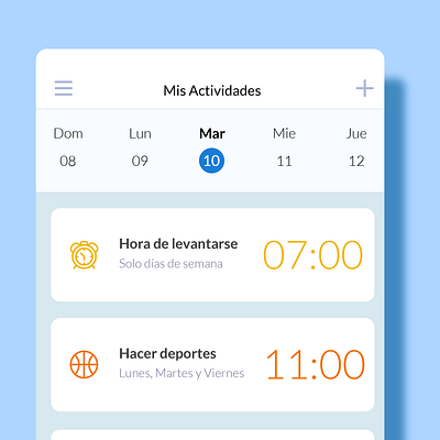 Mis Actividades (Zoom Mode) activities adobe xd app app design clean dnm.design figma invision iphone x minimal mobile morrongiello sketch