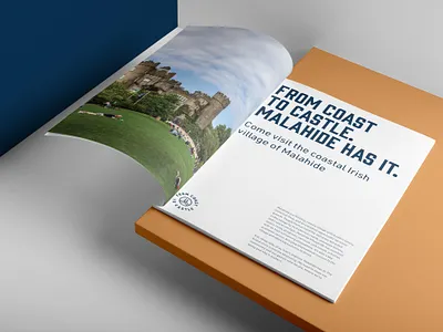 Malahide Village Brochure Spread branding editorial identity identity design layout logo mockup typography