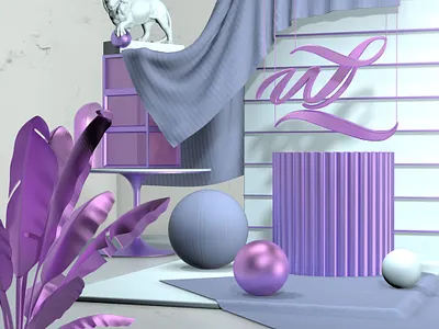 PurpleBlue Wonderland 3d modeling art direction branding cinema4d logo