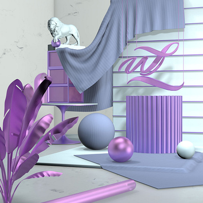 PurpleBlue Wonderland 3d modeling art direction branding cinema4d logo