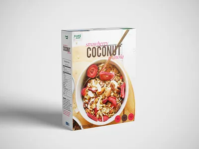 Freshly Made | Strawberry Coconut Granola cereal food graphic design home made packaging recipe