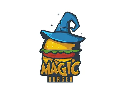 Magic Burger Logo brand branding burger burger logo design designer dualmeaning garagephic studio graphic hat icon illustration logo magic magic logo vector wizard wizard logo
