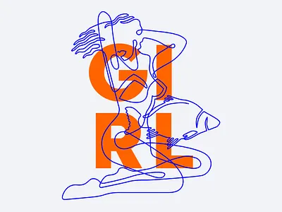 GIRL 🐟 branding design fish girl illustration iteo iteoteam linear oneline vector 插图