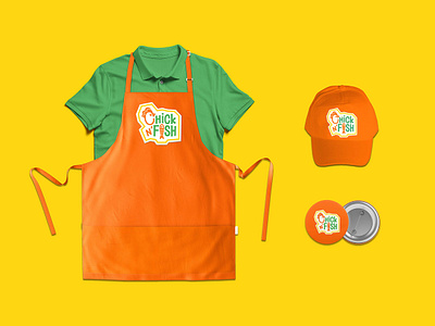 Chick N' Fish Identity System brand identity branding design digital illustration graphic design identity design logo logomark logotype orange vector