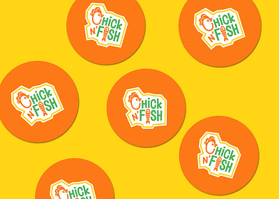 Chick N' Fish Identity System brand identity branding design digital illustration graphic design identity design illustration logo orange vector yellow