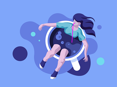 Monday morning ☕️ abstract character coffee colours girl hair illustration mug socks vector vibrant