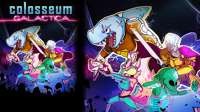 Colosseum galactica - Rezzed Poster aliens cartoon characters creatures illustration poster sci fi videogame