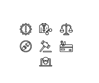 Icon set bank design disruption error fraud icon icon design iconography icons icons pack iconset illustration justice legal minimal set ui vector