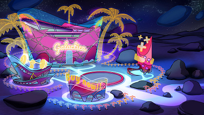 Colosseum galactica - Hub mockup 2d art cartoon colosseum environment illustration sci fi space videogame