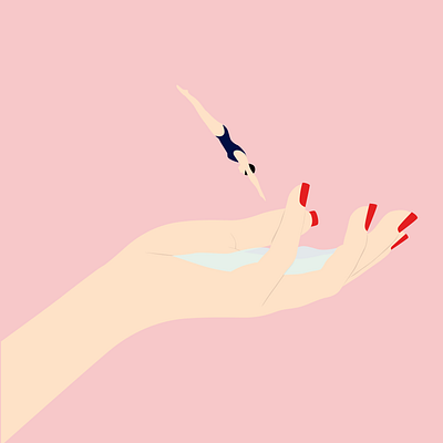 dive in diver diving girl hands illustration illustrations illustrator minimal poster pastel poster serie shot swimming vector water
