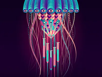 Jellyfish of Drugs animal art digital illustration drawing geometric art geometric design geometry illustration illustrator poster symmetrical symmetry vector vector illustration
