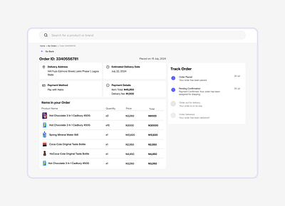 Order Details app design ui ux web