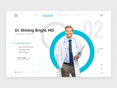 Clinic - Doctor's Profile Page app clean healthcare landing page typography ui uidesign ux ui web design website