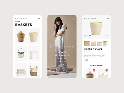 Zara Home — Mobile App app begie card clean clean ui color e comerce home item minimal mobile product design shop store ui ux web zara zara home