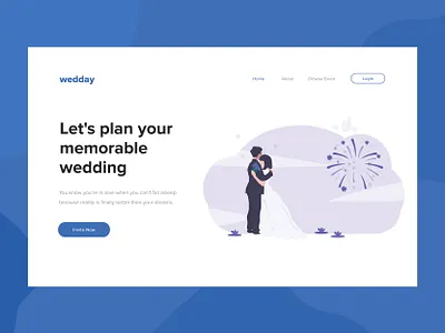 Wedday flat design illustrator landing landing page minimalism ui ui design wedding