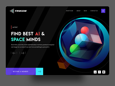 Space AI 3d ai artificial intelligence banner box dark dark ui design glass gradient space web