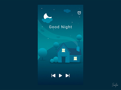 Kids goodnight lullaby app UI concept design. art comic cute doodle flat design illustration love ui ui design vector