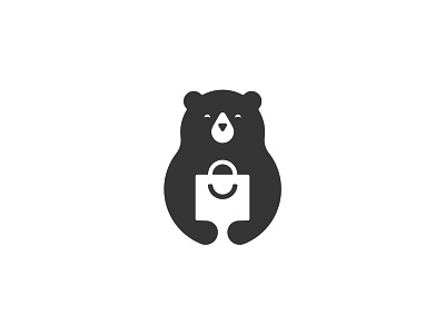 Good Bear Market animal bear black cart flat funny icon idea logo logos mark market minimal shop