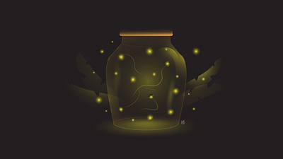 Firefly in glass jar 2d adobe background design firefly flat graphic illustration illustrator light night vector youtube