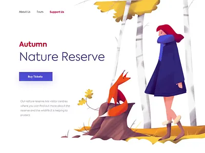 Landing Page - Autumn Nature Reserve clean colors design illustration landing minimal ui ux web website