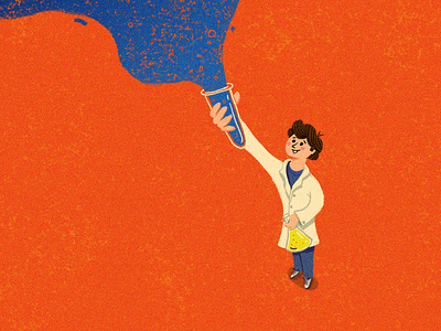 Scientist_Detail blue bubble children children book illustration childrens book dream hand handwash healthy hygiene illustration kid orange science scientist soap teach washing water