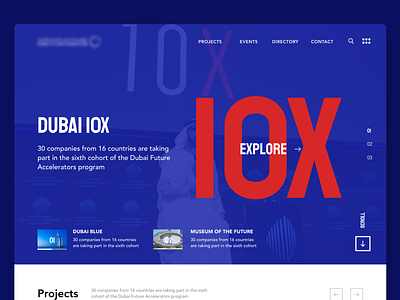 Dubai Projects Website - Landing page 10x background banner directory dribble dubai events homepage landingpage menu project scroll search slide tiles toggle uiux video web website